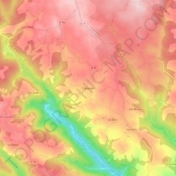 Topografische Karte Cacaviole, Höhe, Relief