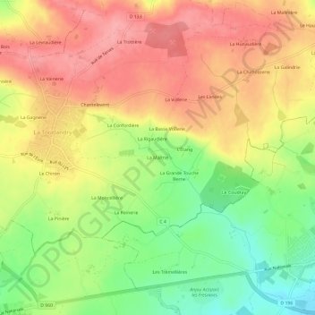 Topografische Karte La Maltrie, Höhe, Relief