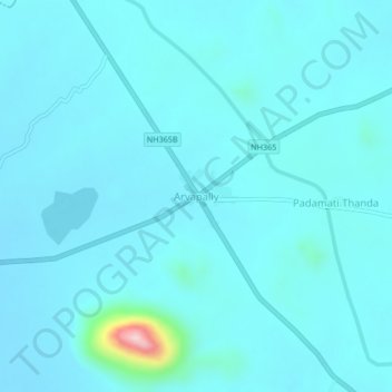 Topografische Karte Arvapally, Höhe, Relief