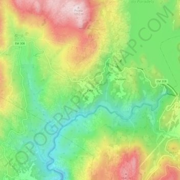 Topografische Karte Cela, Höhe, Relief