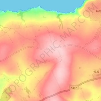Topografische Karte Felinwynt, Höhe, Relief
