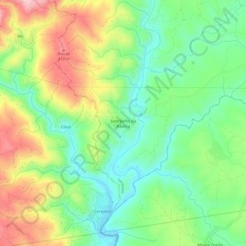Topografische Karte Sobrainho da Ribeira, Höhe, Relief