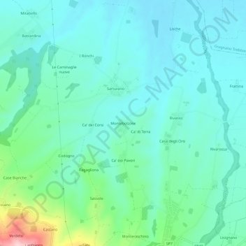 Topografische Karte Montebolzone, Höhe, Relief