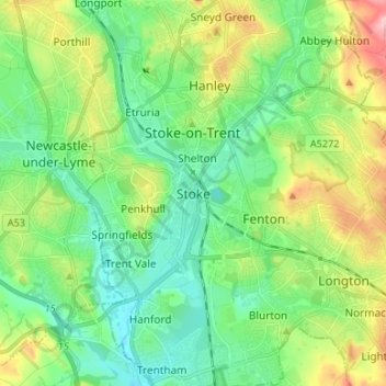 Topografische Karte Stoke, Höhe, Relief