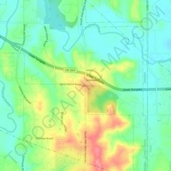 Topografische Karte Hilton, Höhe, Relief