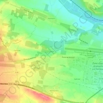 Topografische Karte Grèzes, Höhe, Relief