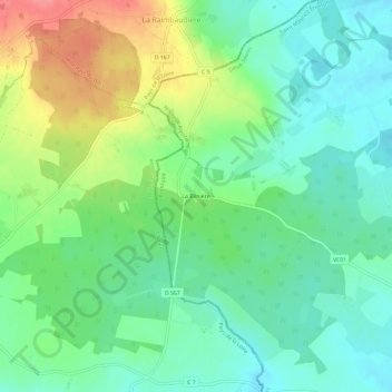 Topografische Karte La Blinière, Höhe, Relief