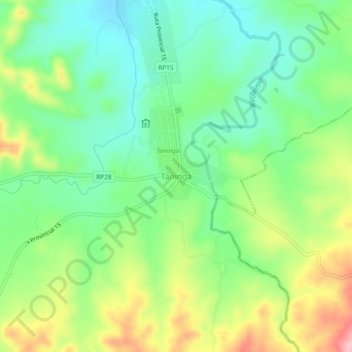 Topografische Karte Taninga, Höhe, Relief