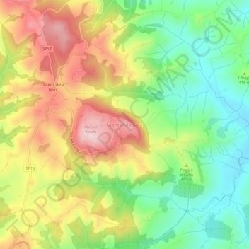 Topografische Karte Montefollonico, Höhe, Relief