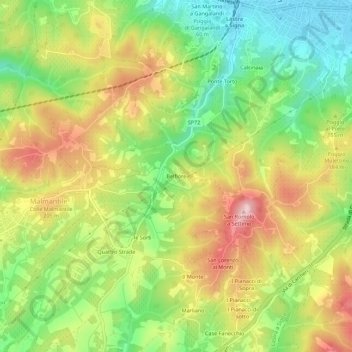 Topografische Karte Belfiore, Höhe, Relief
