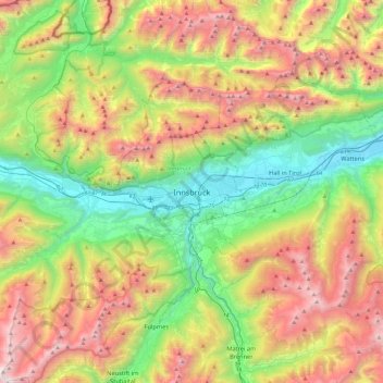 Topografische Karte Innsbruck, Höhe, Relief