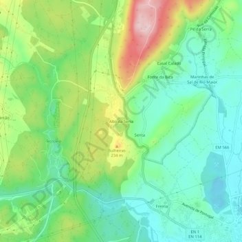 Topografische Karte Alto da Serra, Höhe, Relief