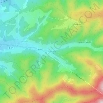 Topografische Karte La Pariée, Höhe, Relief