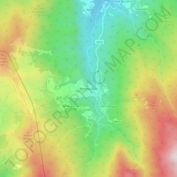 Topografische Karte Montegroppo, Höhe, Relief