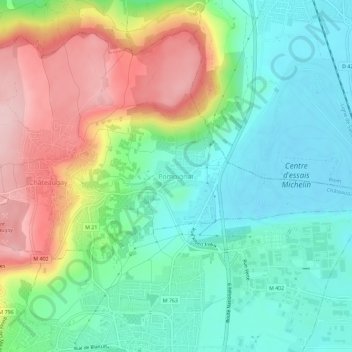 Topografische Karte Pompignat, Höhe, Relief