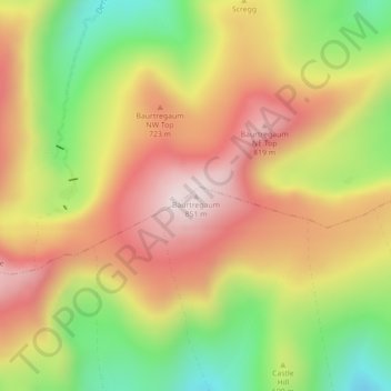 Topografische Karte Baurtregaum, Höhe, Relief