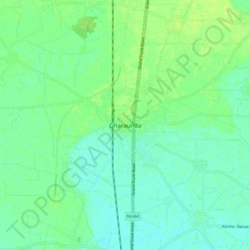 Topografische Karte Gharaunda, Höhe, Relief