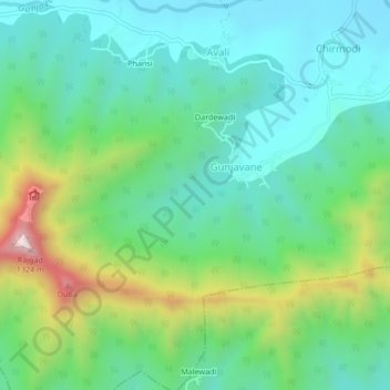 Topografische Karte Gunjavane, Höhe, Relief