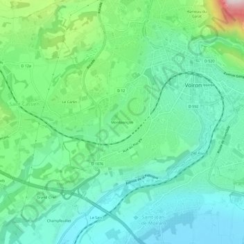 Topografische Karte Montponçon, Höhe, Relief