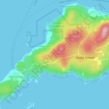 Topografische Karte Highest Peak, Höhe, Relief
