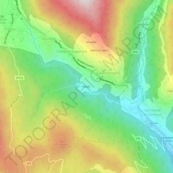 Topografische Karte Sopalù, Höhe, Relief