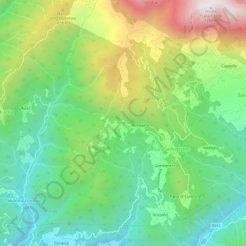 Topografische Karte Longoio, Höhe, Relief