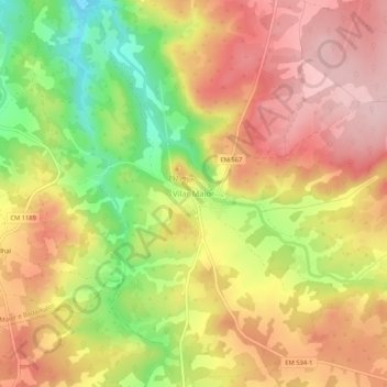 Topografische Karte Vilar Maior, Höhe, Relief