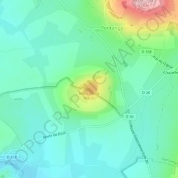 Topografische Karte Mont Rond, Höhe, Relief