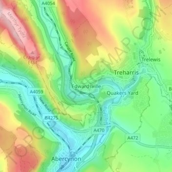 Topografische Karte Edwardsville, Höhe, Relief