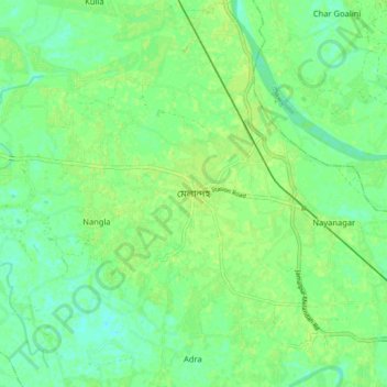 Topografische Karte Melandaha, Höhe, Relief