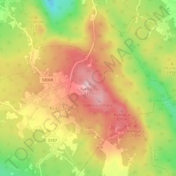 Topografische Karte Dolovo, Höhe, Relief