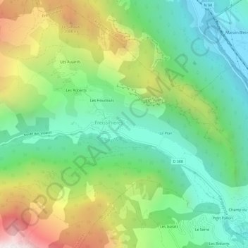 Topografische Karte Les Meyries, Höhe, Relief