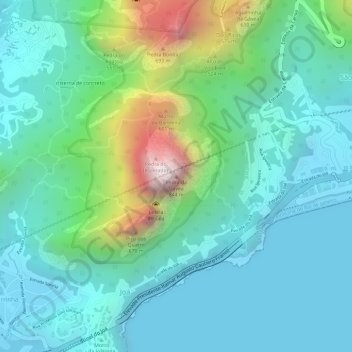 Topografische Karte Pedra da Gávea, Höhe, Relief