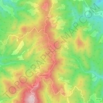Topografische Karte Poggio Spaccato, Höhe, Relief