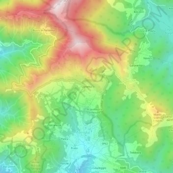 Topografische Karte Donetta, Höhe, Relief