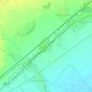 Topografische Karte Ampapuram, Höhe, Relief