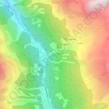 Topografische Karte Spärwurzu, Höhe, Relief