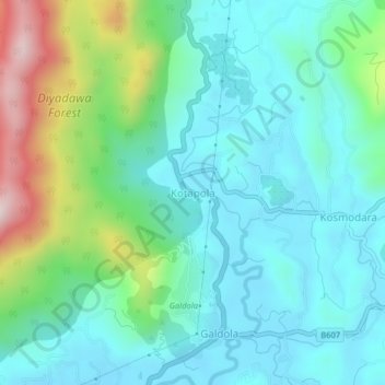 Topografische Karte Kotapola, Höhe, Relief