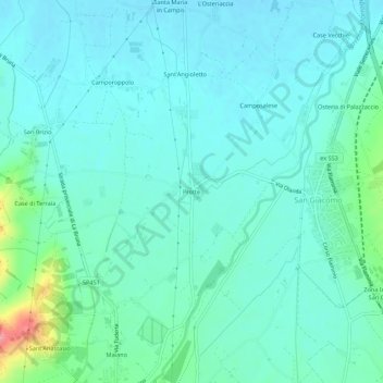 Topografische Karte Protte, Höhe, Relief