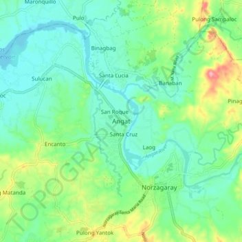 Topografische Karte Angat, Höhe, Relief