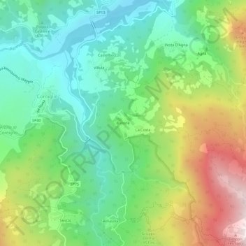 Topografische Karte Ballone, Höhe, Relief