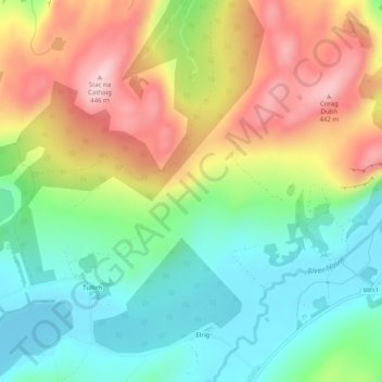 Topografische Karte Highlands, Höhe, Relief