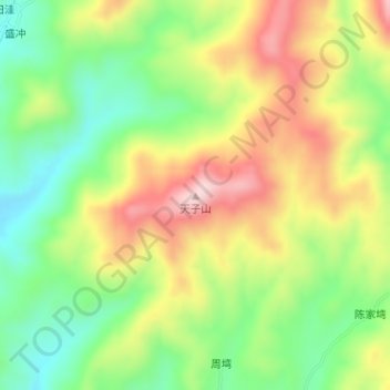 Topografische Karte 天子山, Höhe, Relief