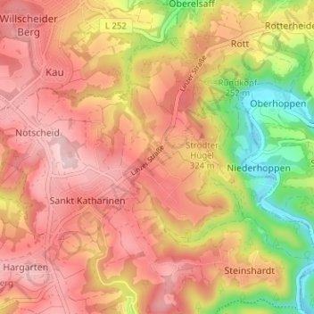 Topografische Karte Strödt, Höhe, Relief