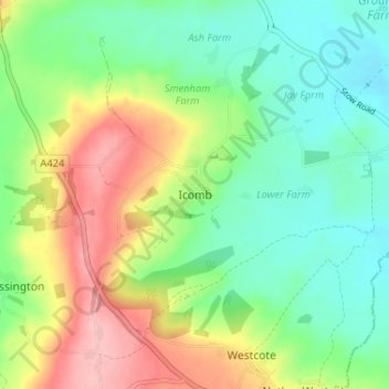 Topografische Karte Icomb, Höhe, Relief
