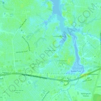 Topografische Karte Eastern Park, Höhe, Relief