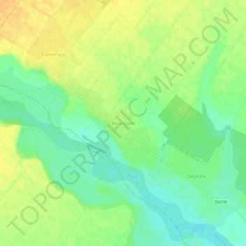 Topografische Karte Bordușani, Höhe, Relief