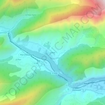 Topografische Karte Le Brec, Höhe, Relief