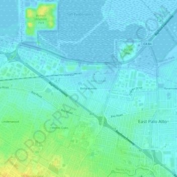 Topografische Karte Belle Haven, Höhe, Relief