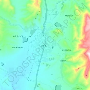 Topografische Karte ውቕሮ Wukro, Höhe, Relief